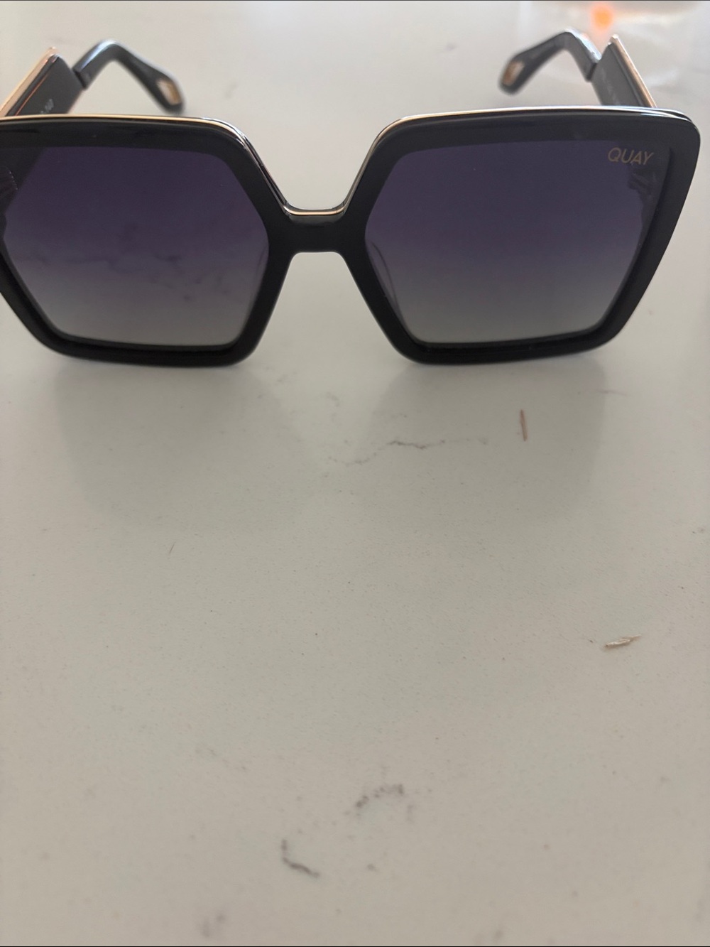 Quay Australia Black Frame Sunglasses with Purple Gradient Lenses